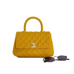Дамская сумка Chanel Yellow Caviar Leather